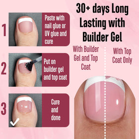 Close-up of NOVO OVO French tip toenail design