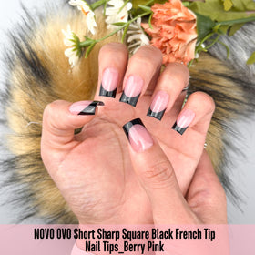 Close-up of NOVO OVO nail tips showing pre-filed cuticle end