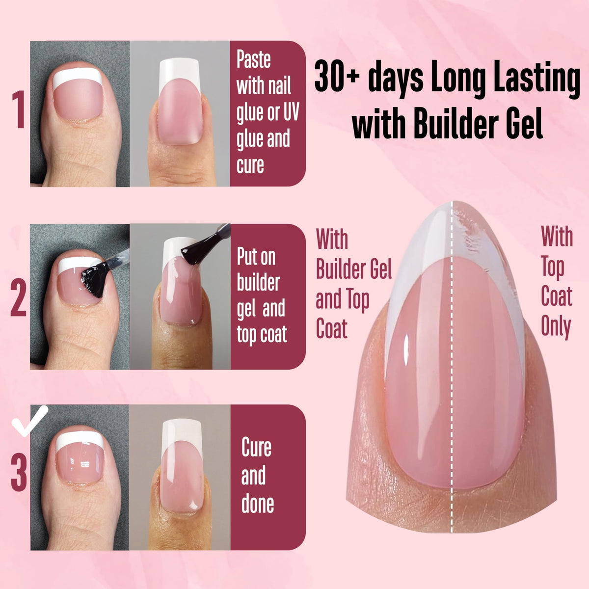 Close-up of NOVO OVO nail tips with pre-applied primer