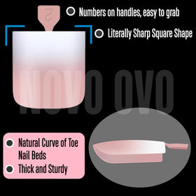 Close-up of NOVO OVO Ombre toenail tips showing pre-applied primer