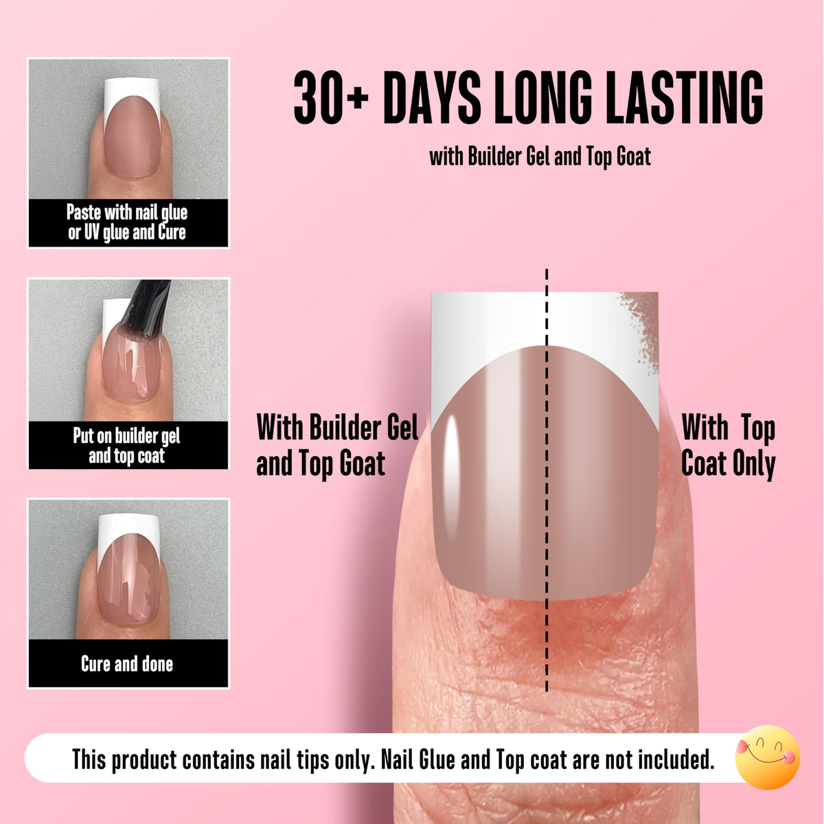 Close-up of NOVO OVO Short Sharp Square French Tip Nail Tips packaging