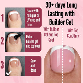 Close-up of NOVO OVO soft gel toenail tips in various sizes