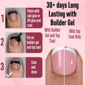 Close-up of NOVO OVO toenail tips with matte finish