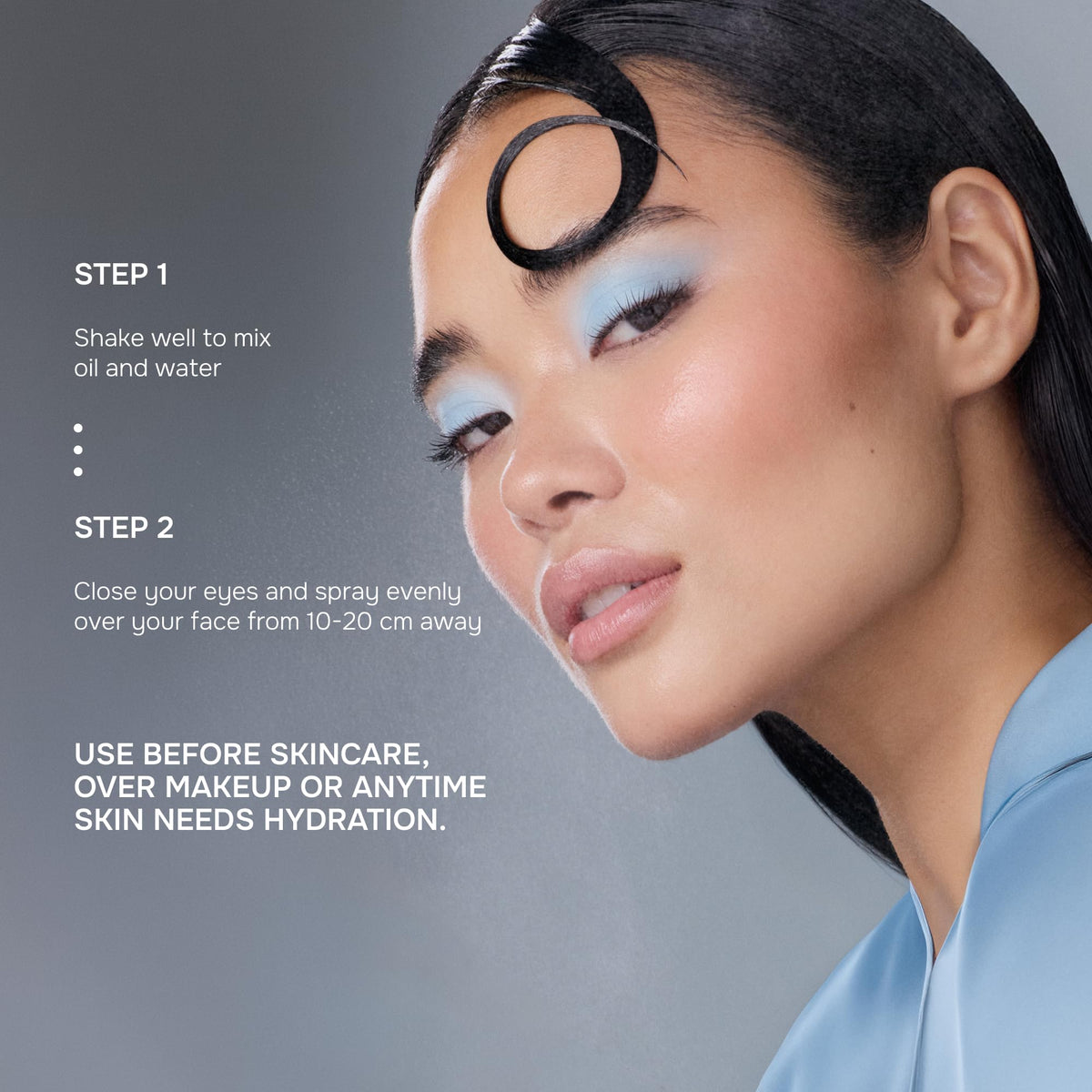 Close-up of NUNA Ultra Hydrating Face Serum Spray bottle