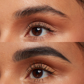 Close-up of NYX Brow Pencil in Grey with packaging