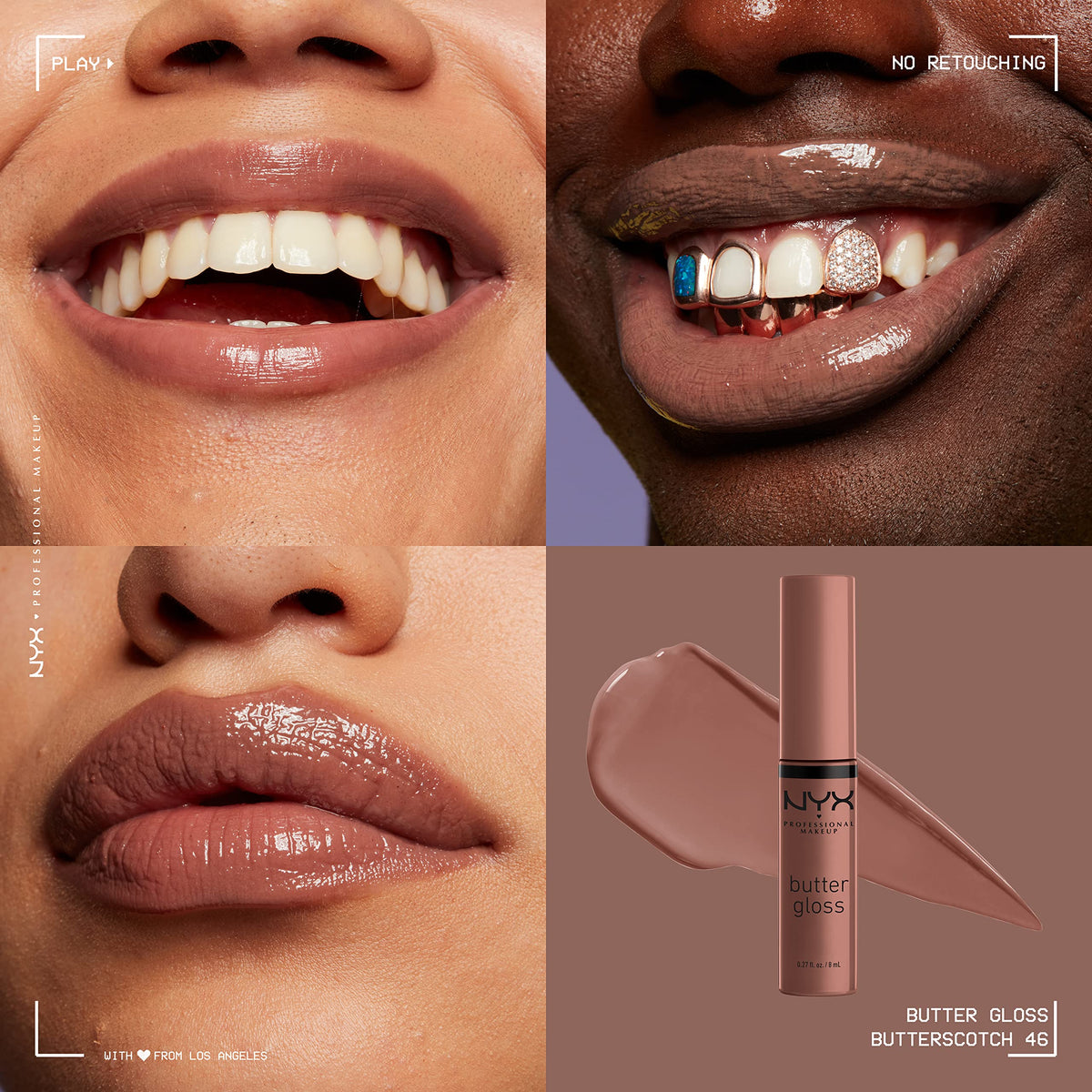 Close-up of NYX Butter Gloss Spiked Toffee shade