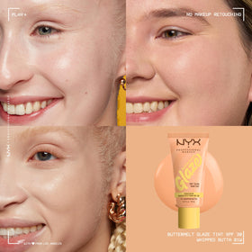 Close-up of NYX Buttermelt Glaze Soft Glow Skin Tint texture