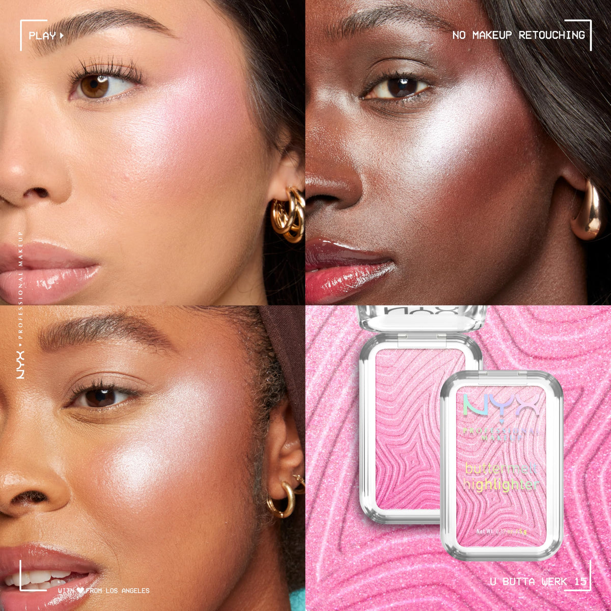 Close-up of NYX Buttermelt Highlighter multi-chrome effect