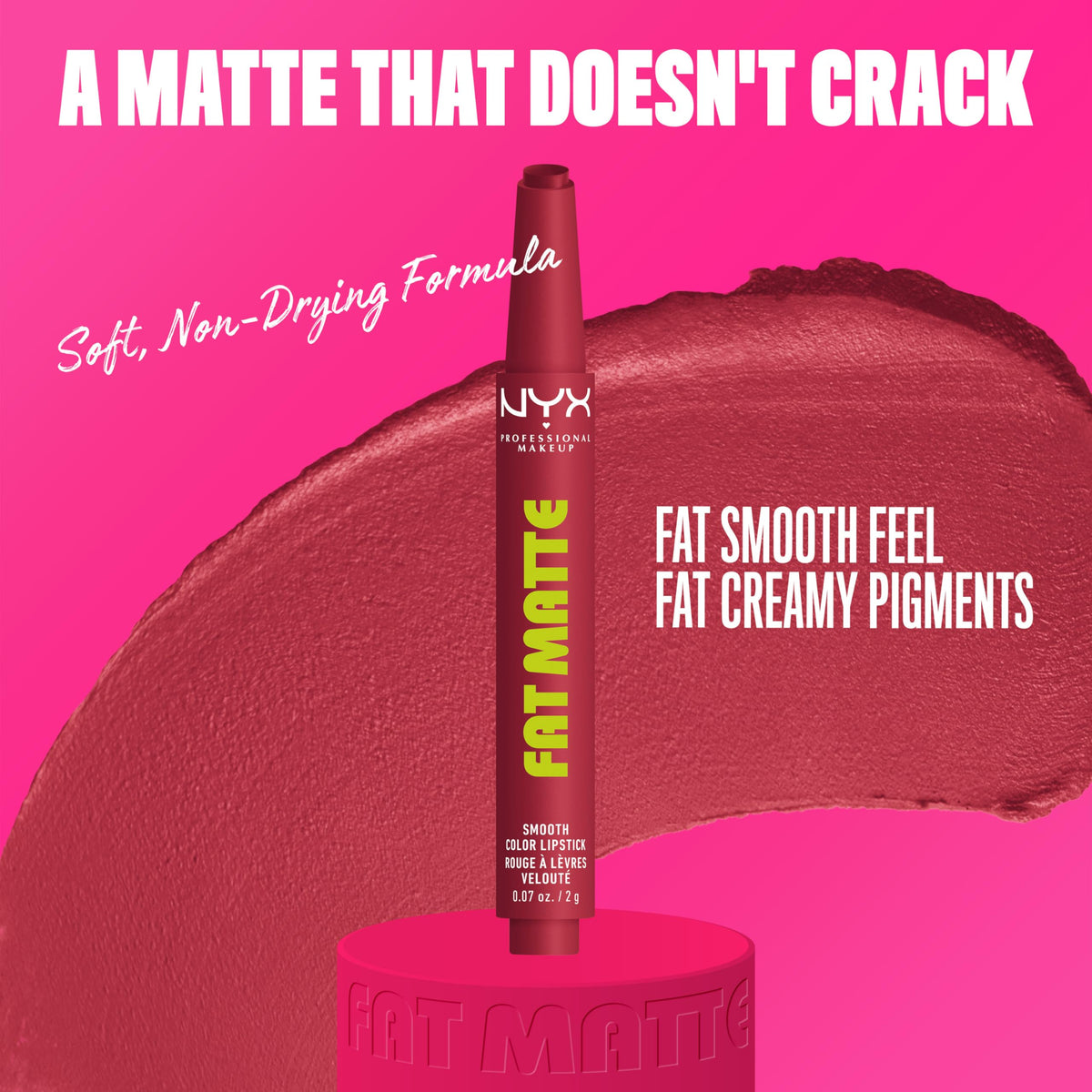 Close-up of NYX Fat Matte Lipstick texture