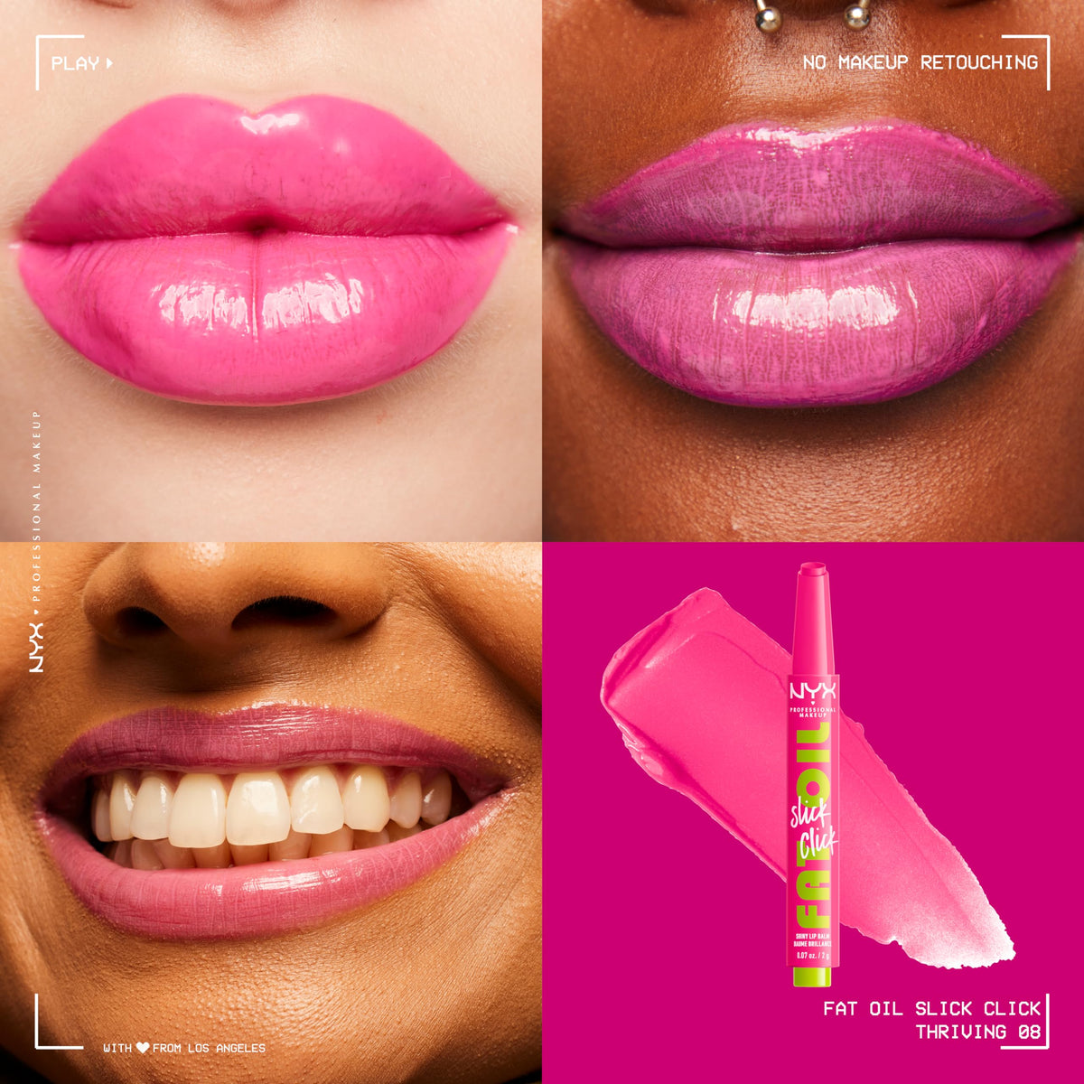 Close-up of NYX Fat Oil Slick Click Lip Balm applicator