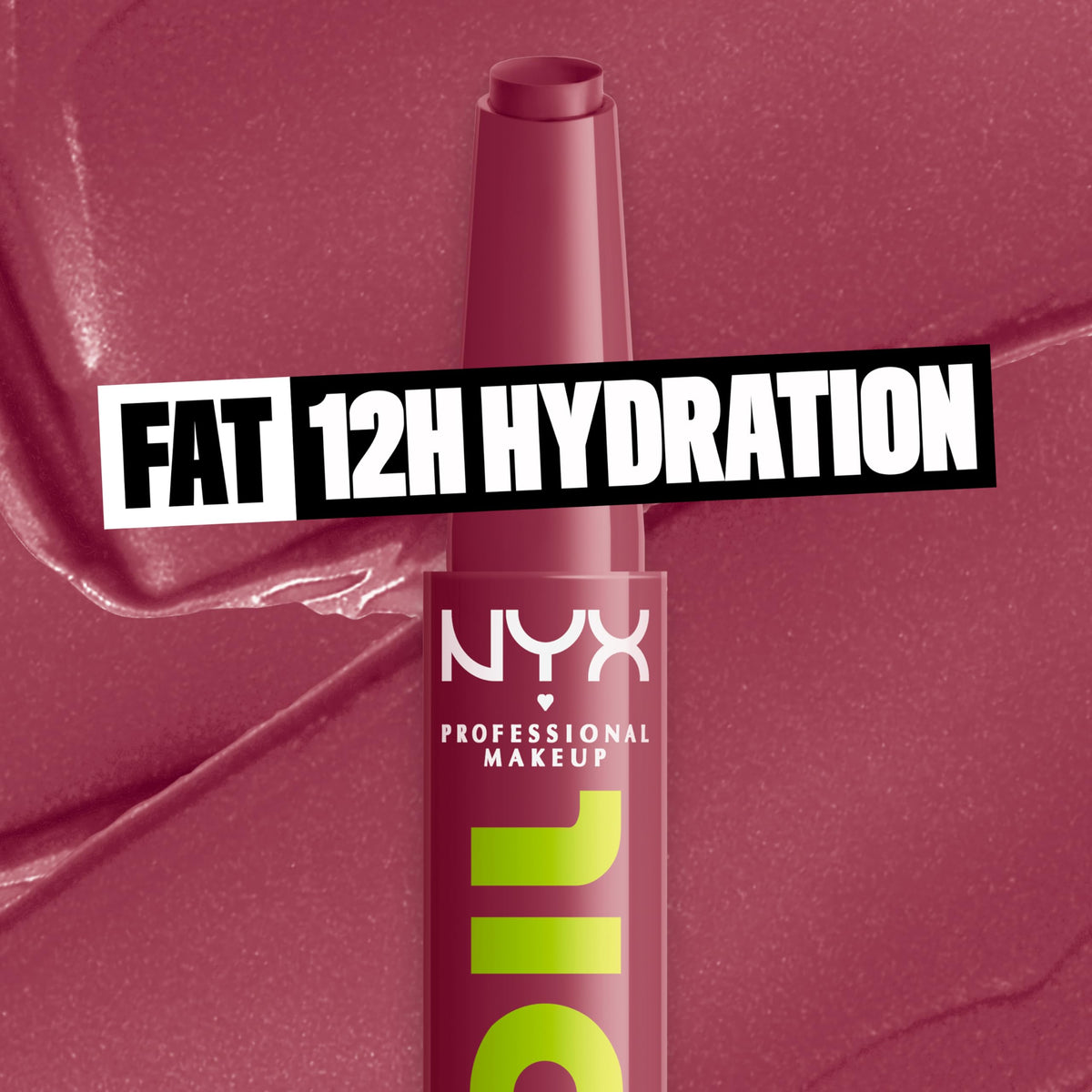 Close-up of NYX Fat Oil Slick Lip Balm showing texture
