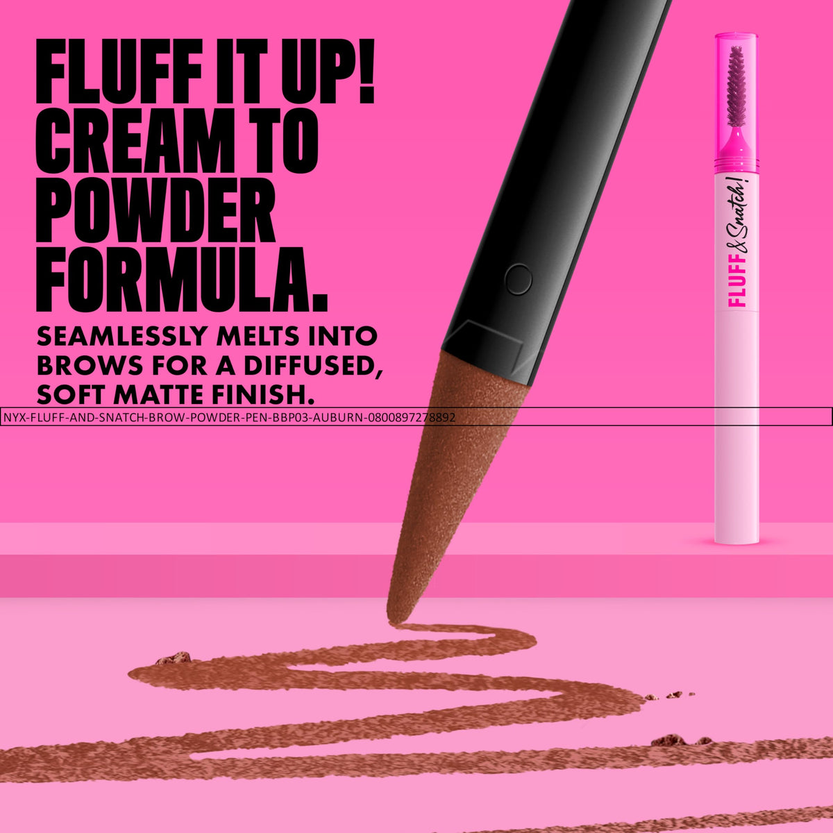 Close-up of NYX Fluff & Snatch Brow Powder Pen tip