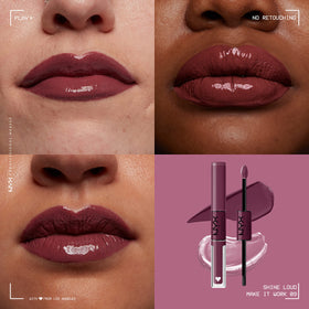 Close-up of NYX Shine Loud Liquid Lipstick showing high-shine finish