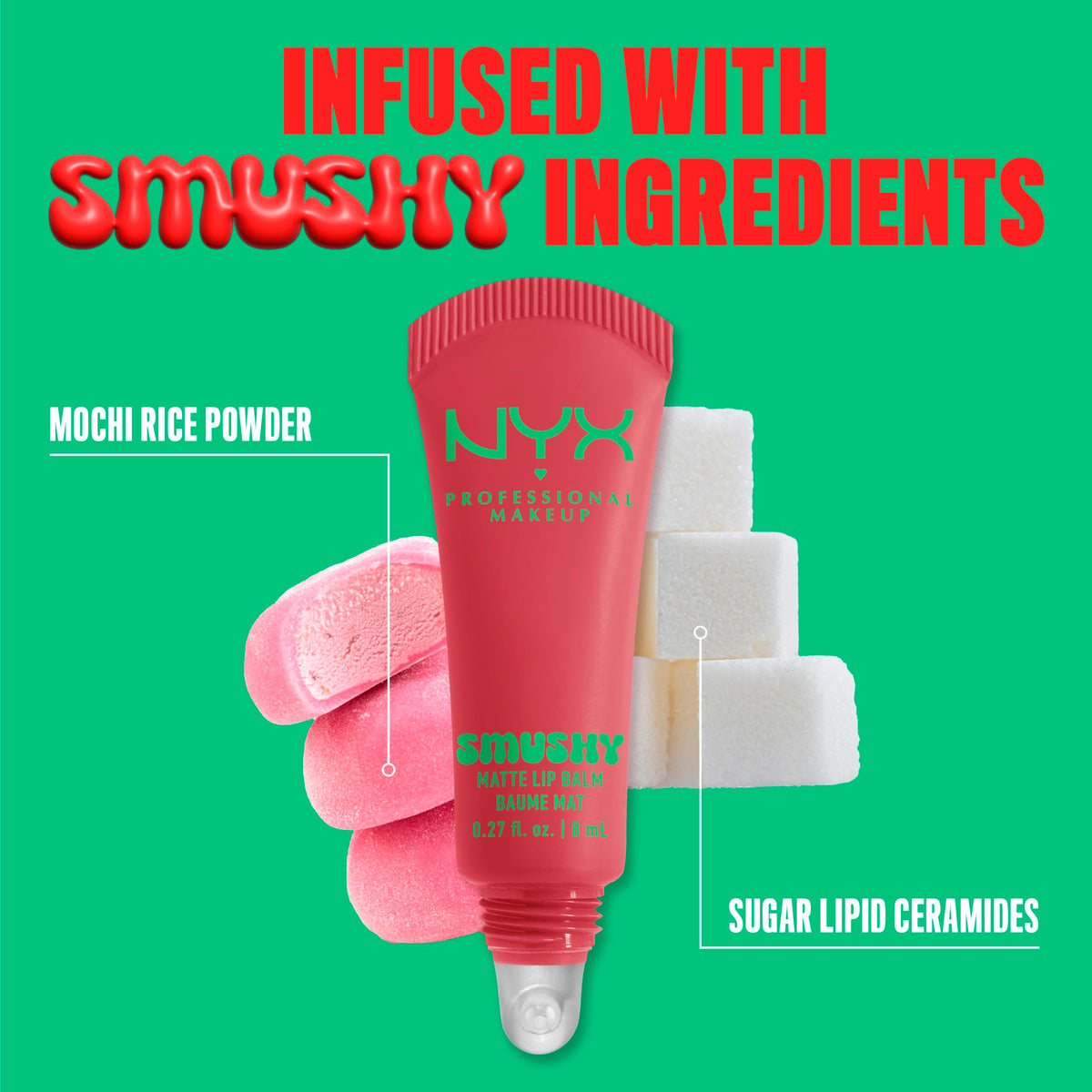 Close-up of NYX Smushy Matte Lip Balm texture