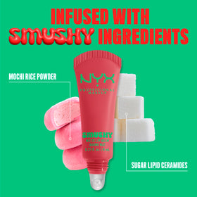 Close-up of NYX Smushy Matte Lip Balm texture