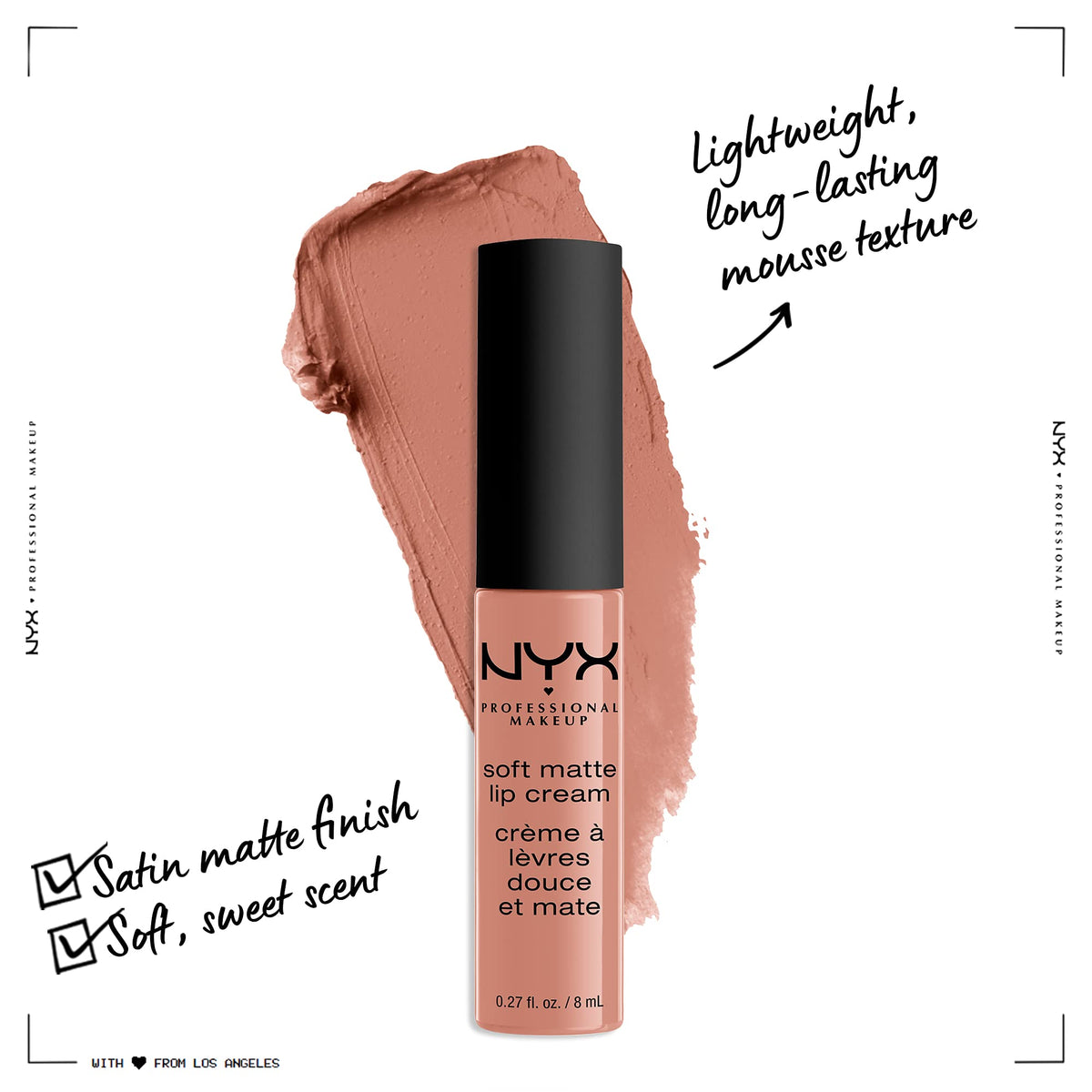 Close-up of NYX Soft Matte Lip Cream Stockholm applicator