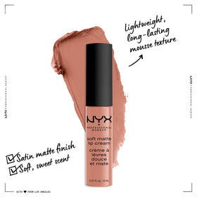 Close-up of NYX Soft Matte Lip Cream Stockholm applicator