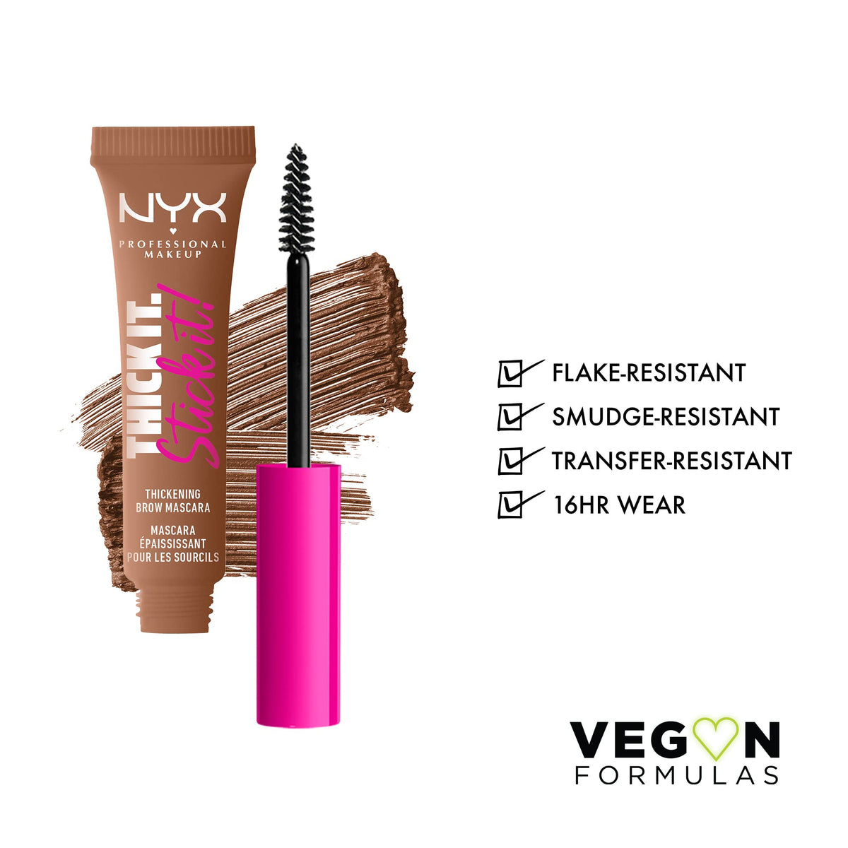 Close-up of NYX Thick It Stick It Brow Mascara applicator