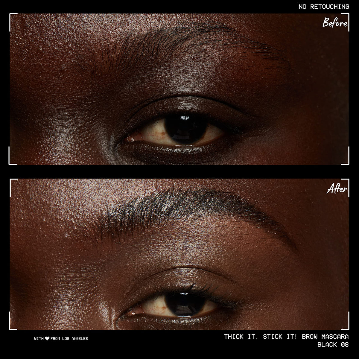 Close-up of NYX Thick It Stick It Brow Mascara in Black