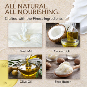 Close-up of O NATURALS Goat Milk Soap ingredients