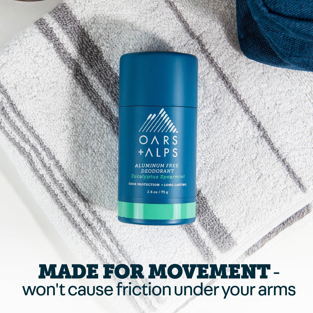 Close-up of Oars + Alps Men's Deodorant showing ingredients