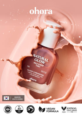 close-up of ohora Natural Glow Milk Syrup Nail Strengthener Taro texture