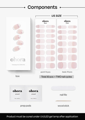 close-up of ohora Semi Gel Nail Strips in various sizes