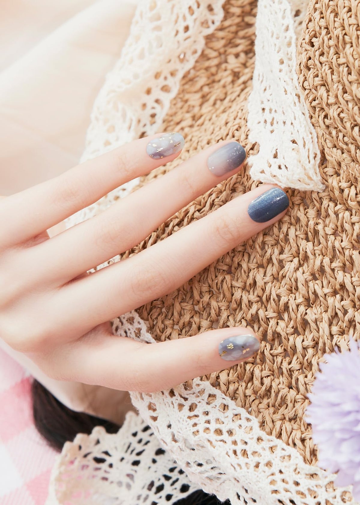 Close-up of ohora Semi Gel Nail Strips showing nail wraps
