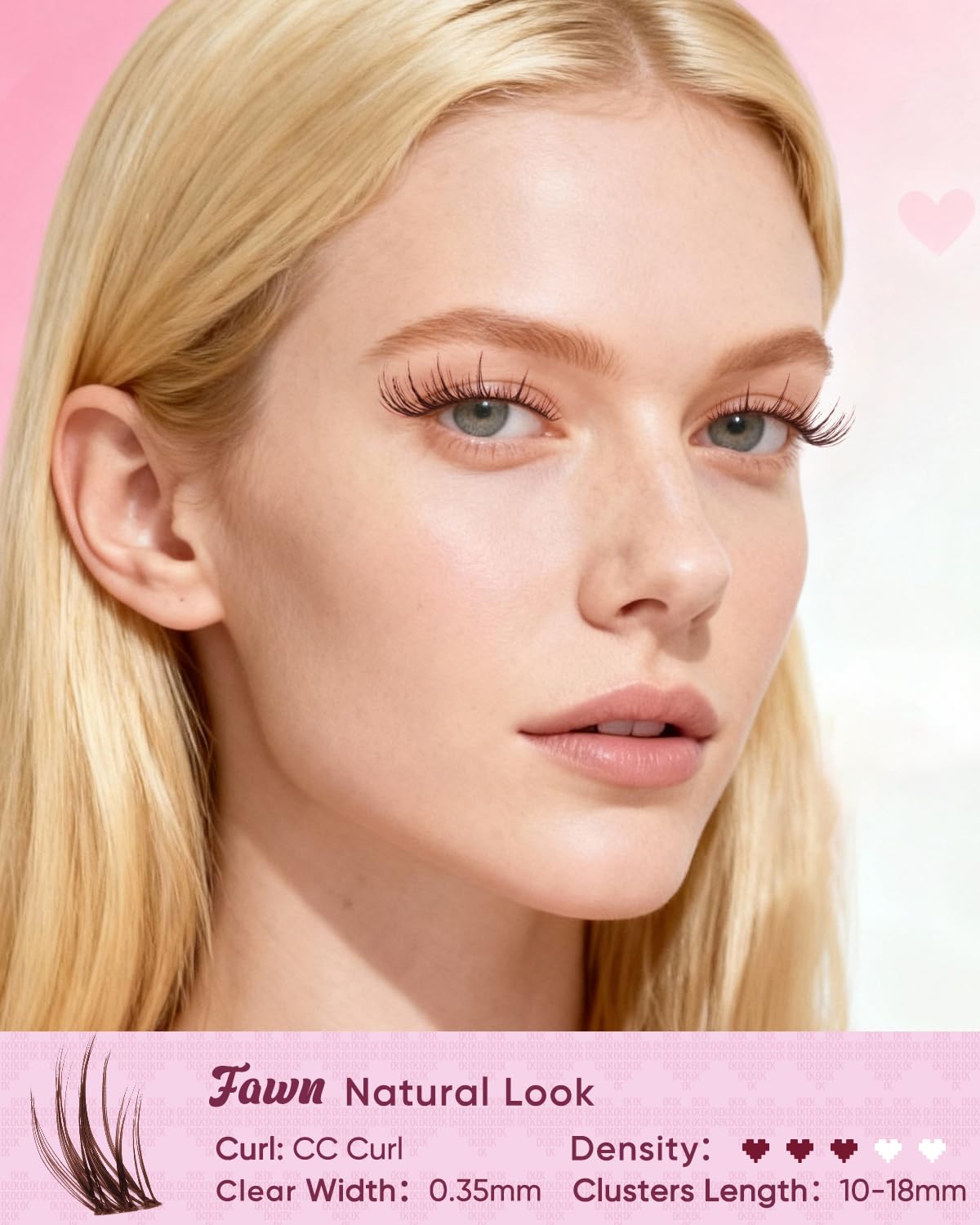 Close-up of OKAYLOVE brown lash clusters showing texture