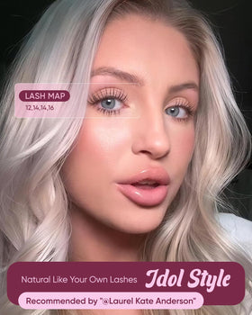 Close-up of OKAYLOVE Idol Lash Clusters showing clear band