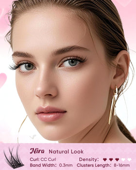 Close-up of OKAYLOVE lash clusters showing 8-16mm lengths