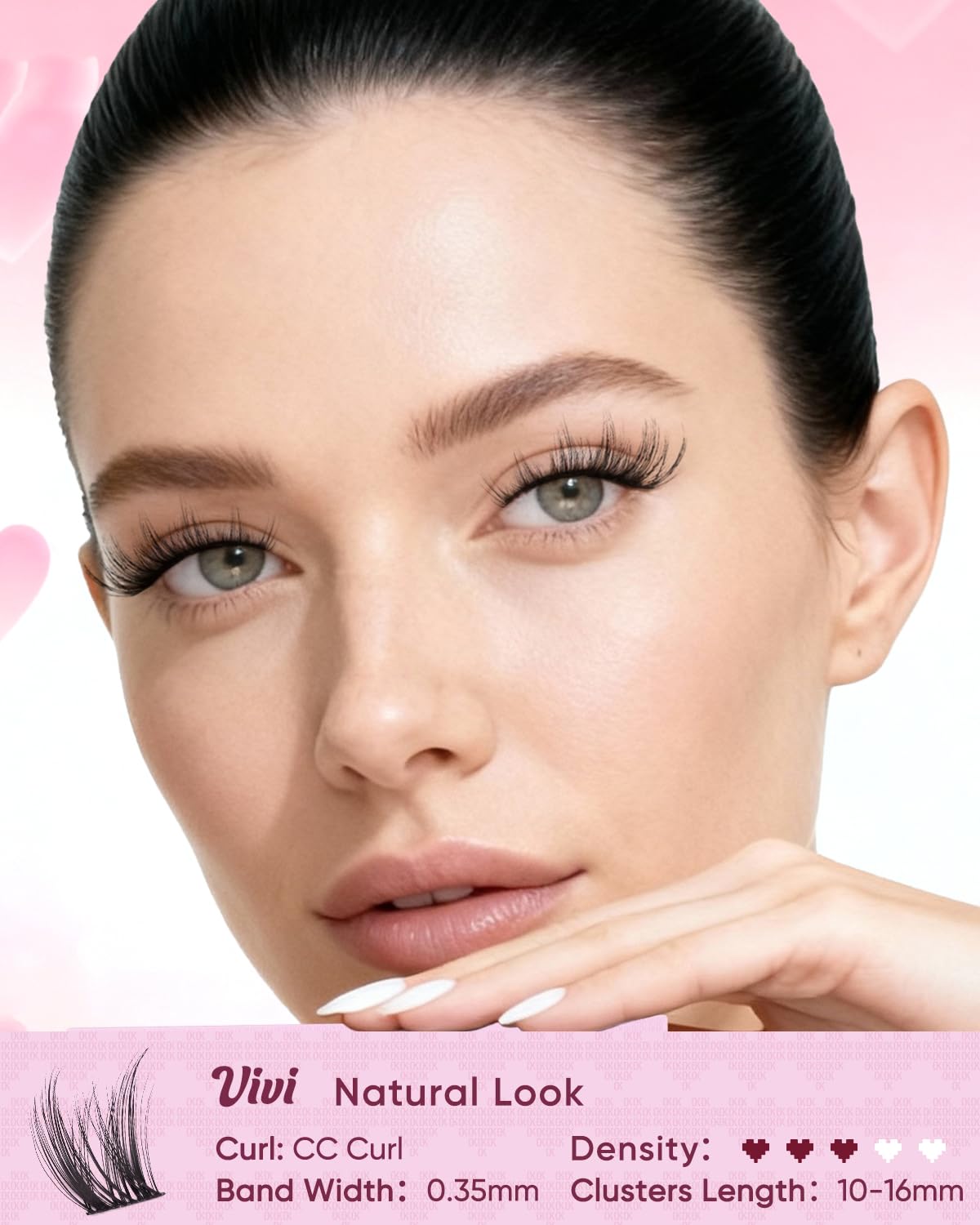 Close-up of OKAYLOVE Wispy Lash Clusters in various lengths