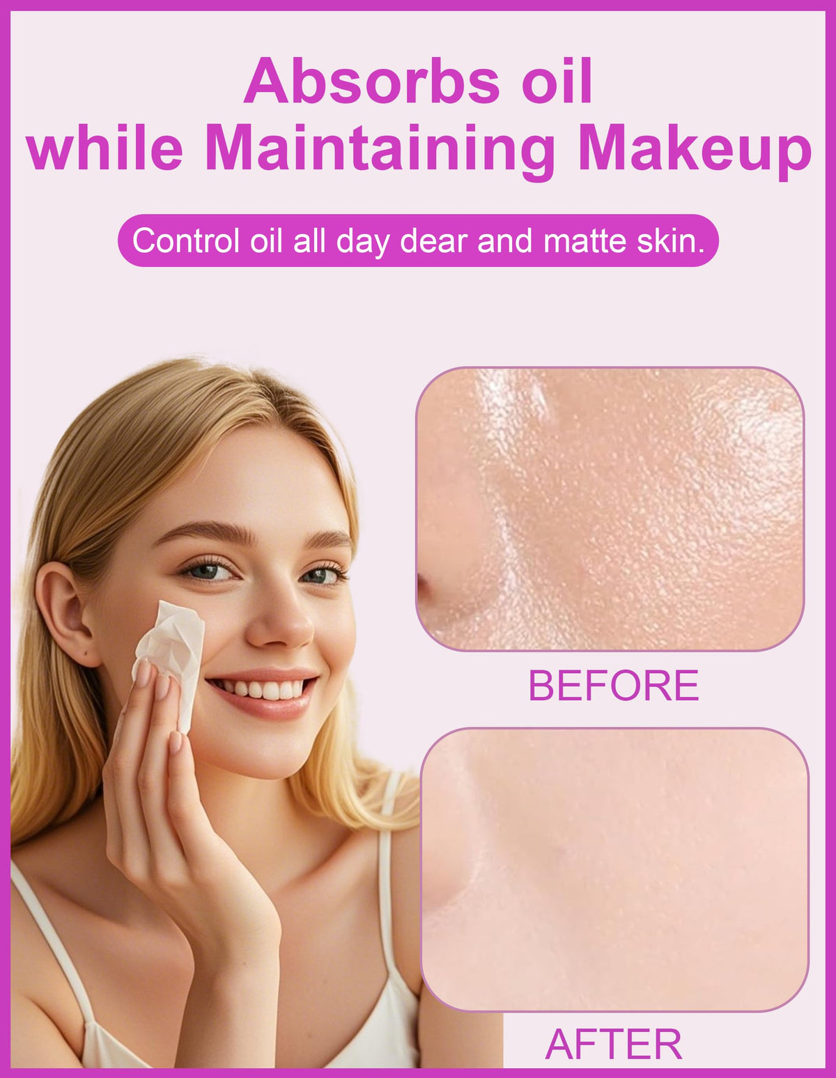Close-up of Okerker lavender oil blotting paper sheet