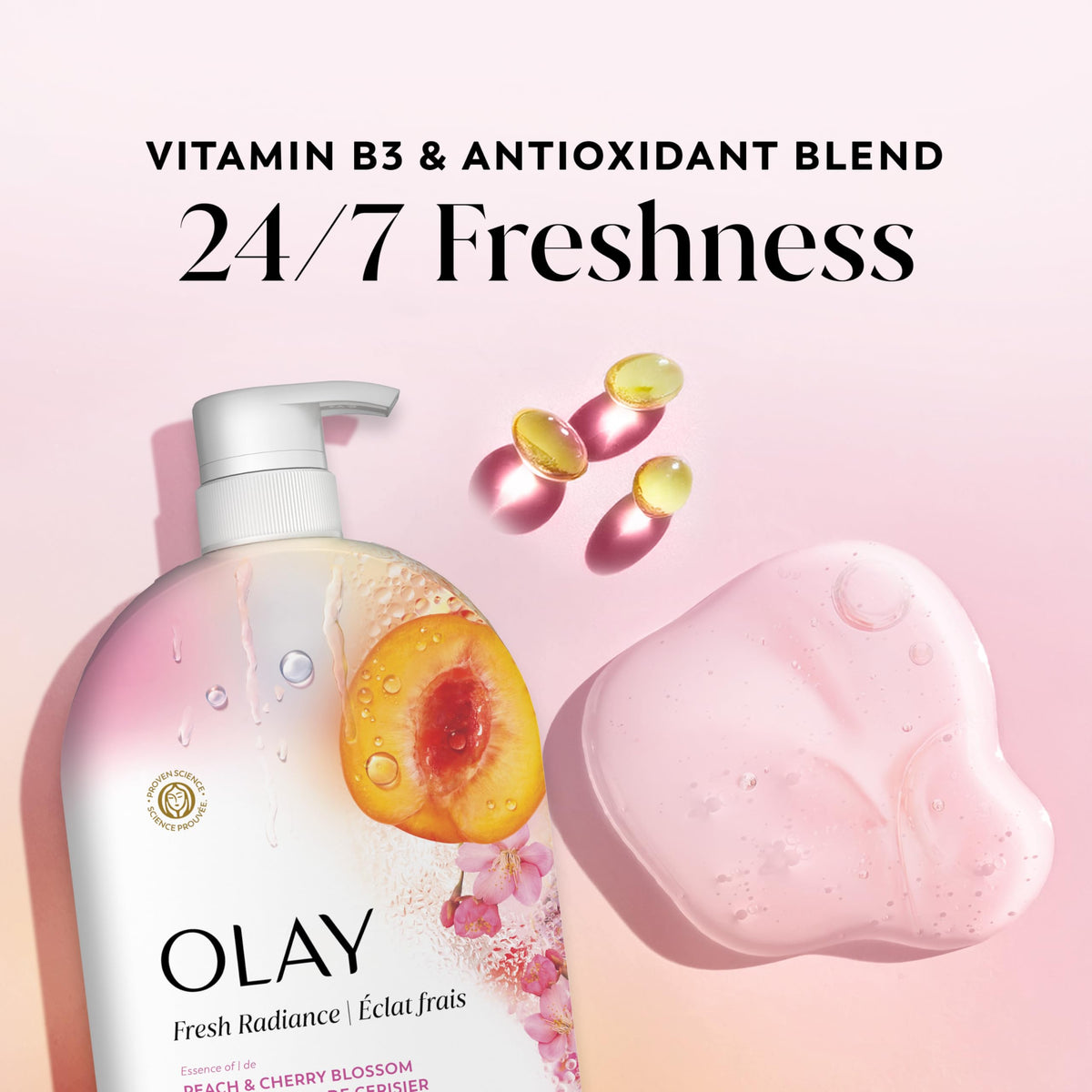 Close-up of Olay Fresh Radiance Body Wash texture