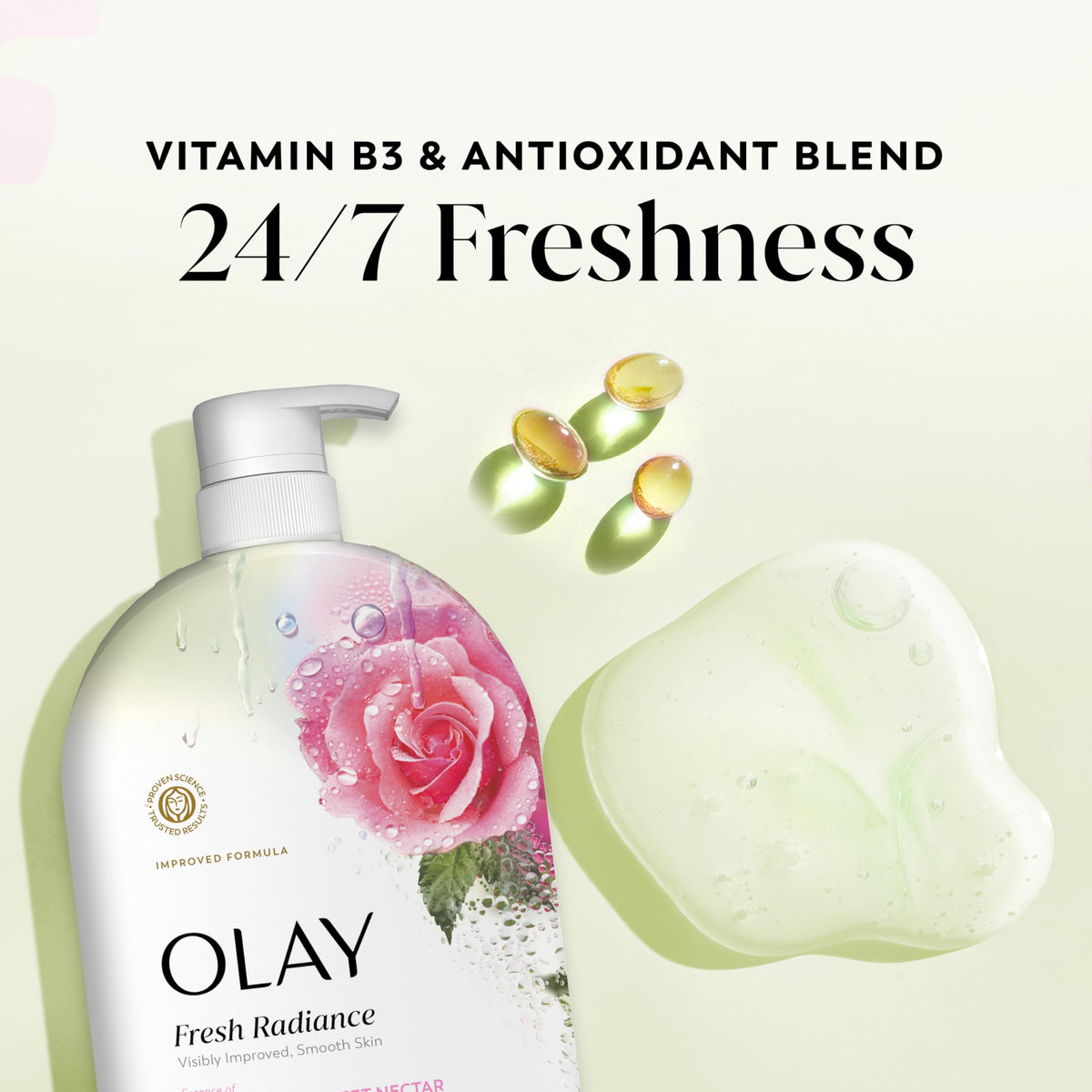 Close-up of Olay Fresh Radiance Body Wash texture