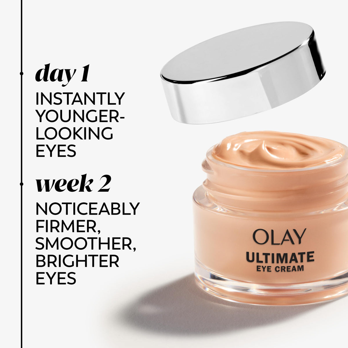 Close-up of Olay Ultimate Eye Cream showing smooth texture