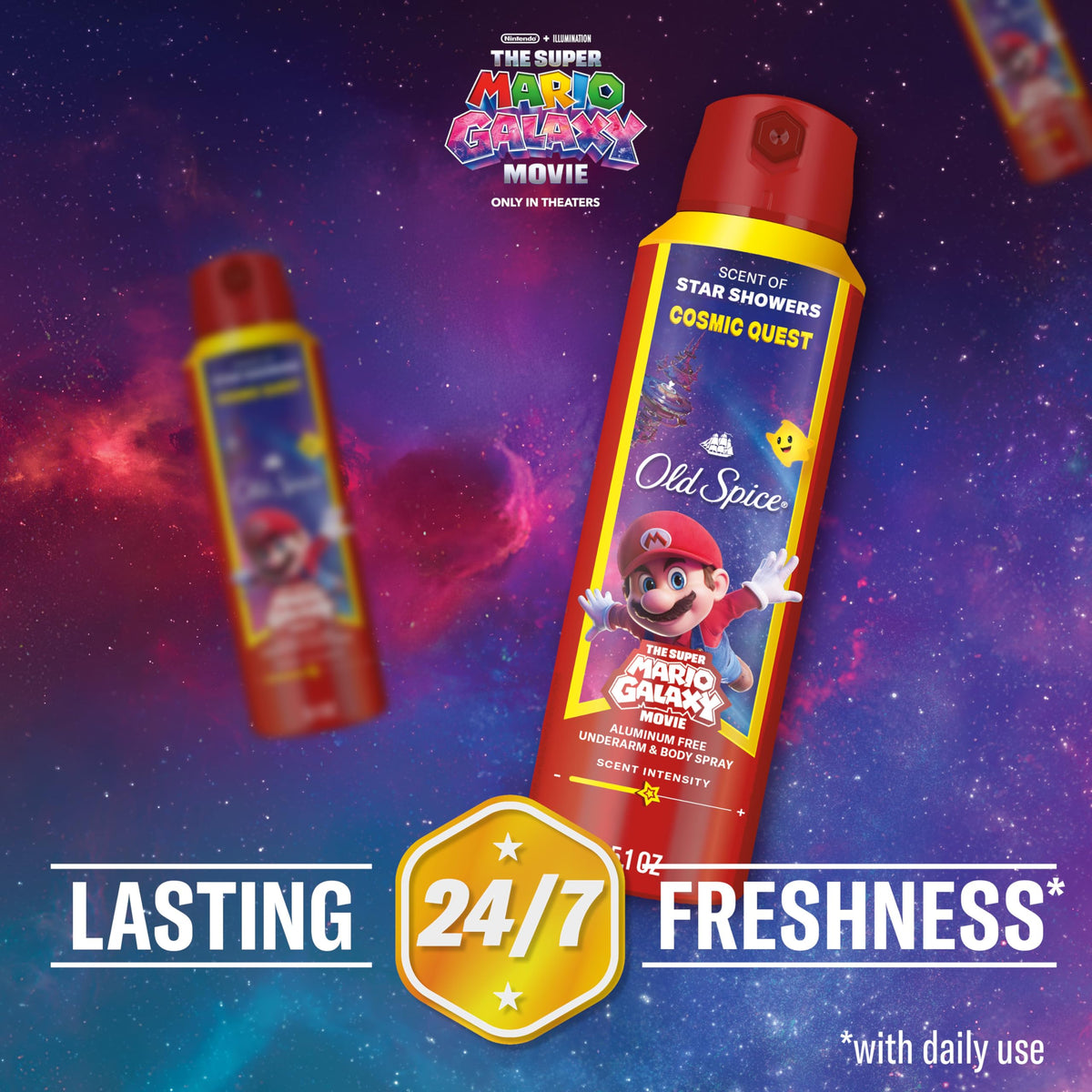 Close-up of Old Spice Cosmic Quest Deodorant Body Spray nozzle