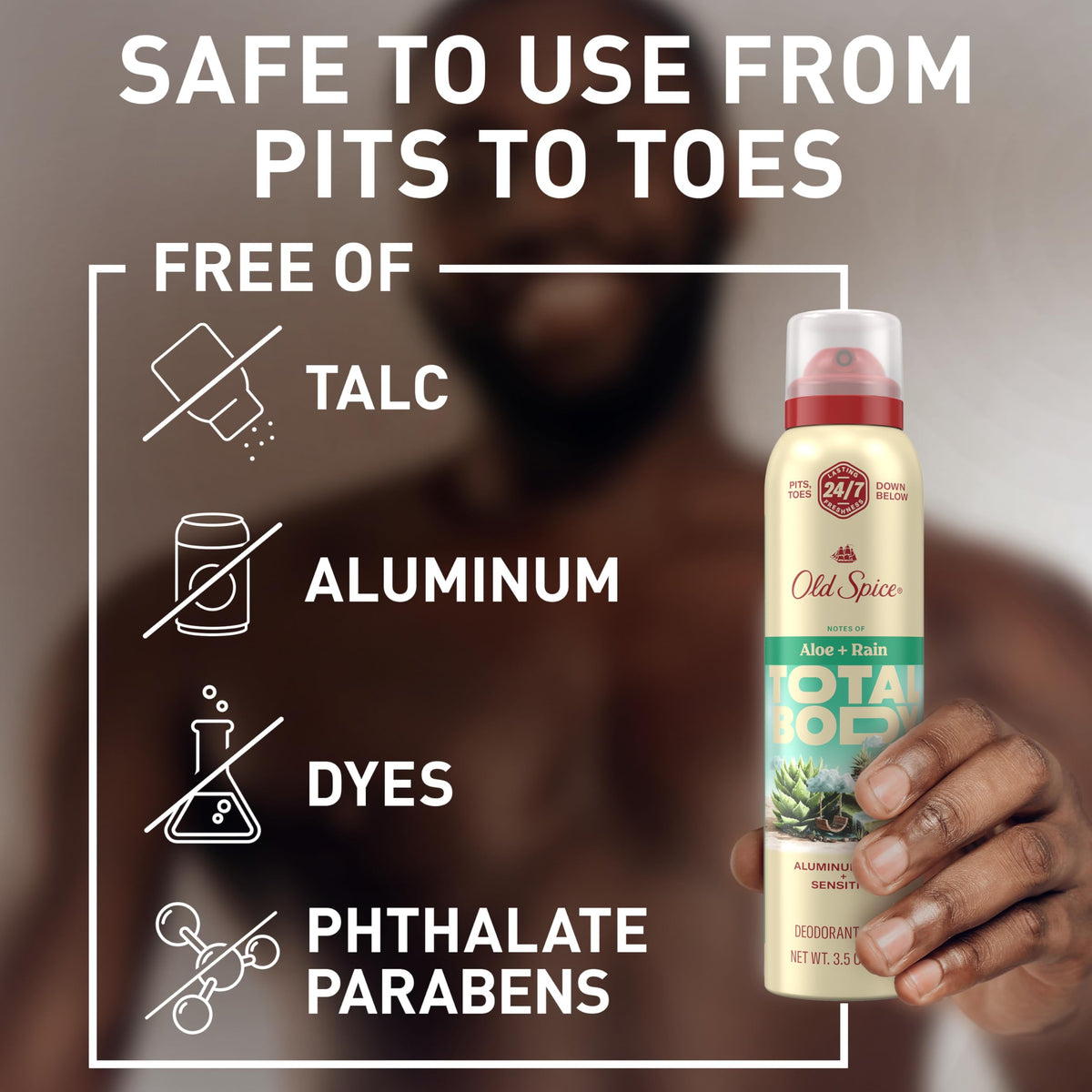 Close-up of Old Spice deodorant spray nozzle