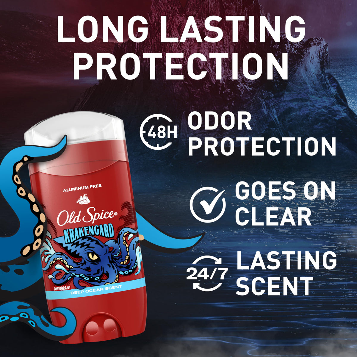 Close-up of Old Spice Deodorant stick, Krakengard scent