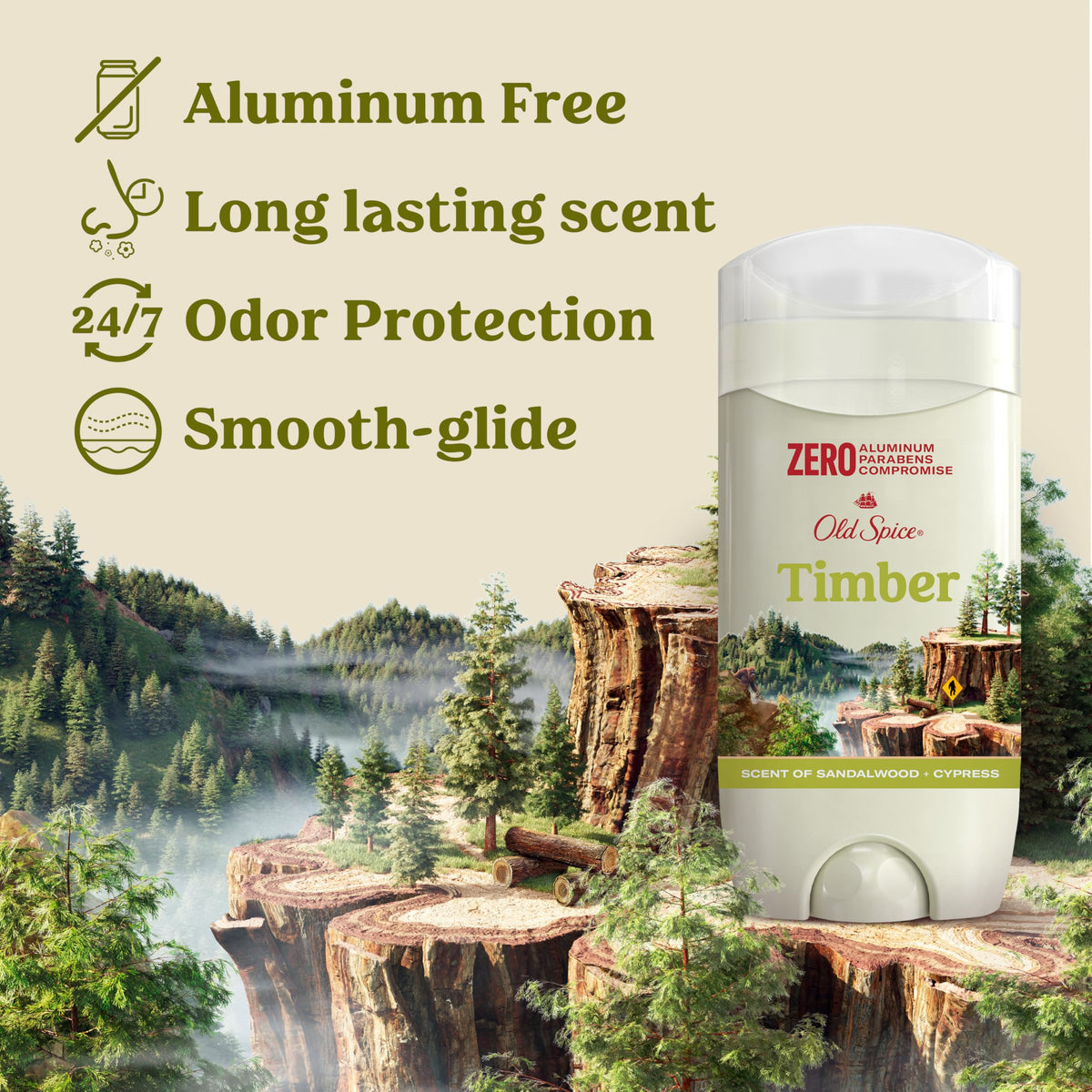 Close-up of Old Spice Timber Deodorant stick