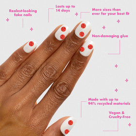 Close-up of Olive & June press-on nails in various sizes