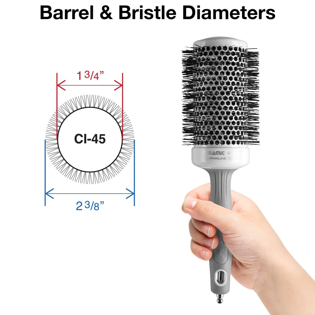 Close-up of Olivia Garden hair brush barrel