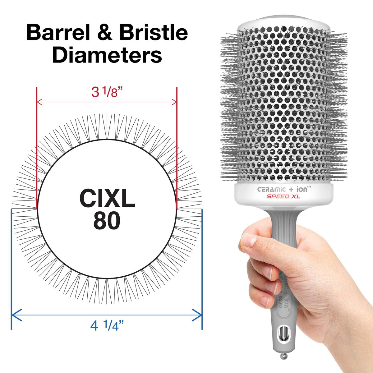 Close-up of Olivia Garden Thermal Hair Brush barrel