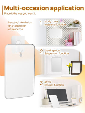 Close-up of OMIRO desk mirror's three magnetic points for accessories