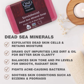 Close-up of One With Nature Dead Sea Salt Sandalwood Soap bar
