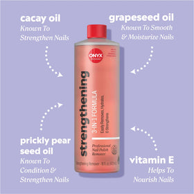Close-up of Onyx Professional 3-in-1 Nail Polish Remover bottle