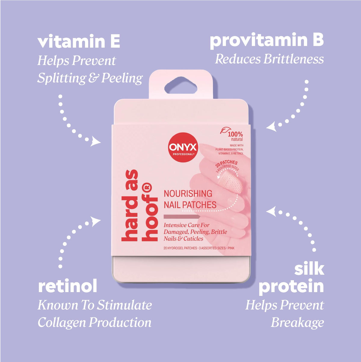 Close-up of Onyx Professional Nail Repair Patches with ingredients