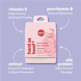 Close-up of Onyx Professional Nail Repair Patches with ingredients