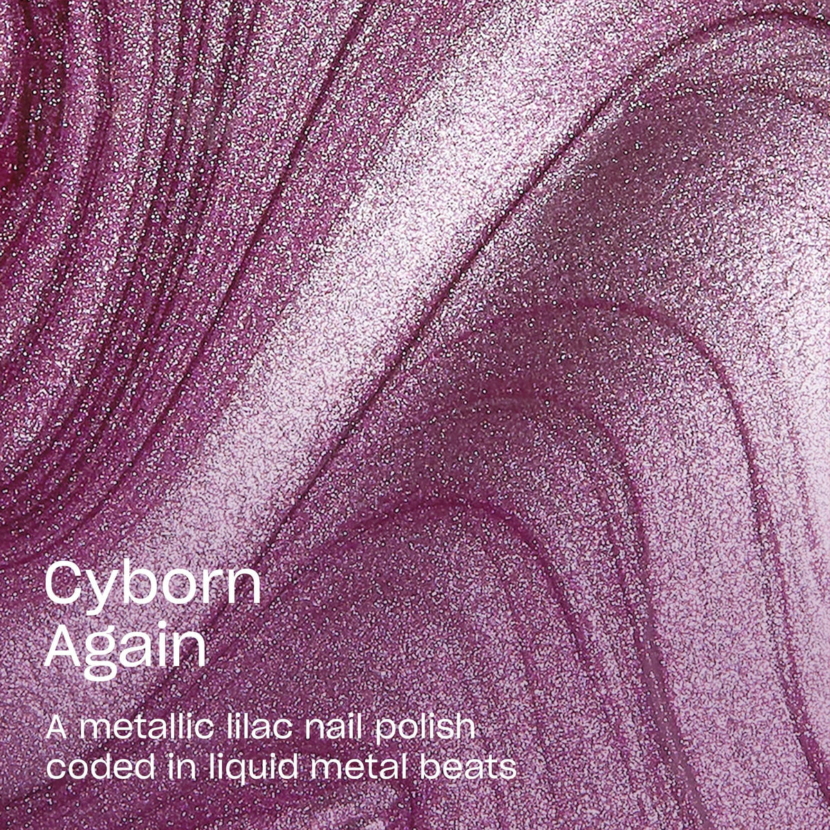 Close-up of OPI Cyborn Again nail polish on nails