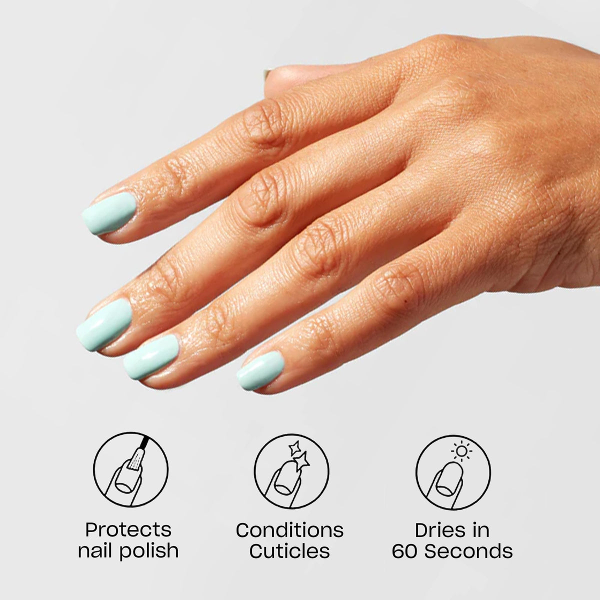 Close-up of OPI Drip Dry Drops applied to nails
